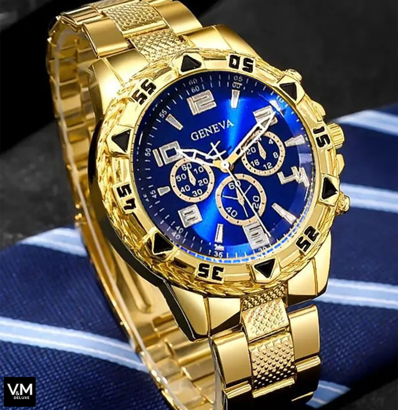 SET PREMIUM RELOJ GOLDEN BLUE ÉLITE®  y accesorios de regalo