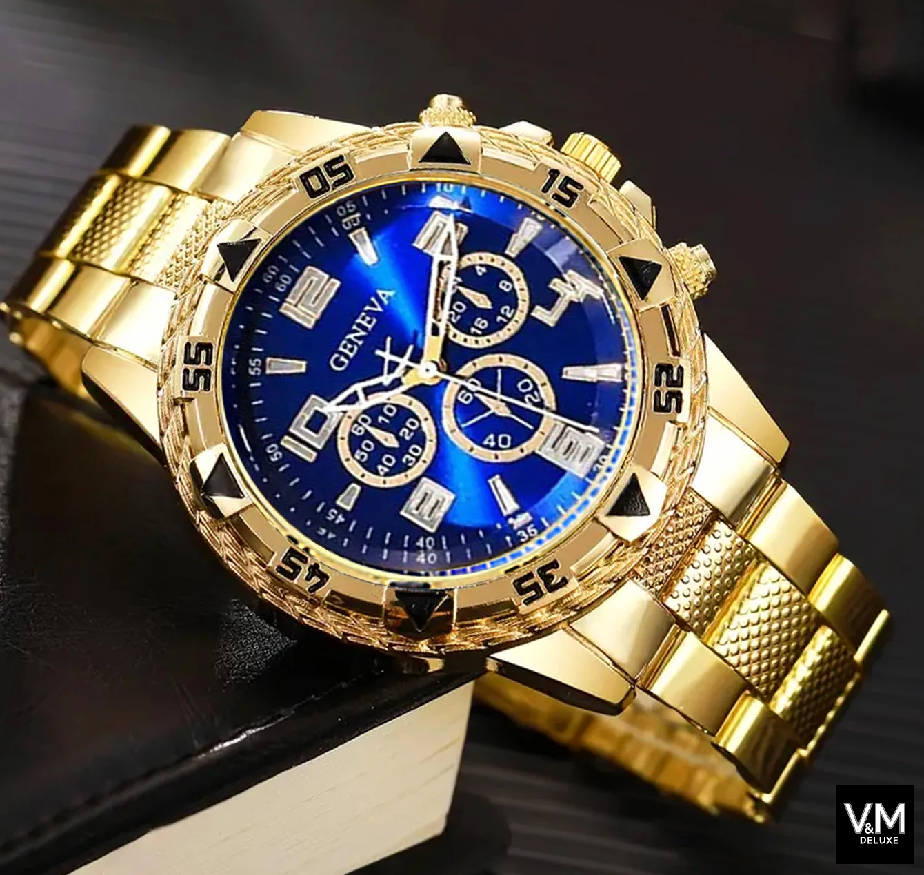 SET PREMIUM RELOJ GOLDEN BLUE ÉLITE®  y accesorios de regalo