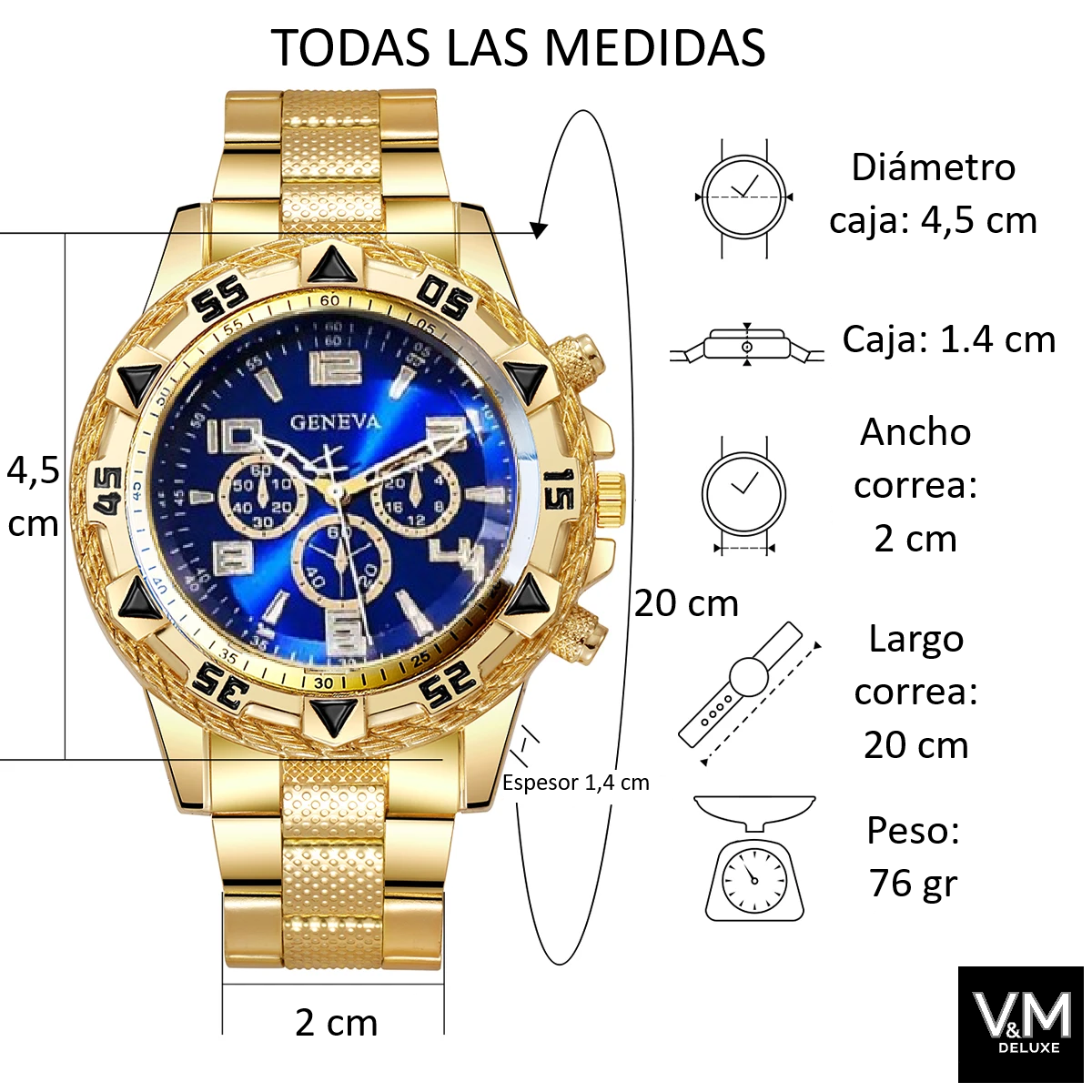 SET PREMIUM RELOJ GOLDEN BLUE ÉLITE®  y accesorios de regalo