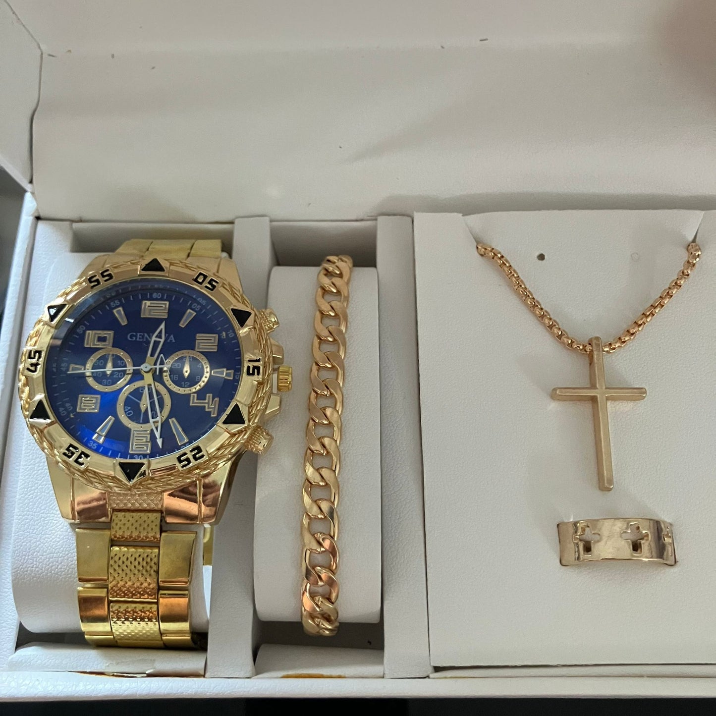 SET PREMIUM RELOJ GOLDEN BLUE ÉLITE®  y accesorios de regalo